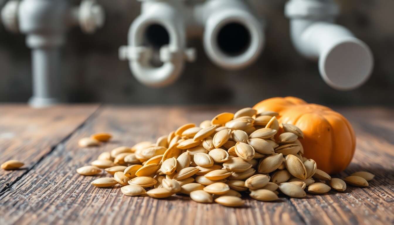Origine et comportement des graines de citrouille dans l'évier Origine et comportement des graines de citrouille dans l'évier
