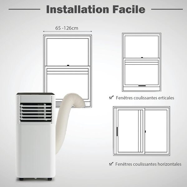 GOPLUS Climatiseur Mobile 9000BTU 2,6kW, Climatiseur 4 en 1 Fonction de Refroidissement, Dรฉshumidification, Ventilation, Mode Nuit, Minuterie 24H, Contrรดle Tรฉlรฉcommande/รcran, 20ใก, Noir, R290