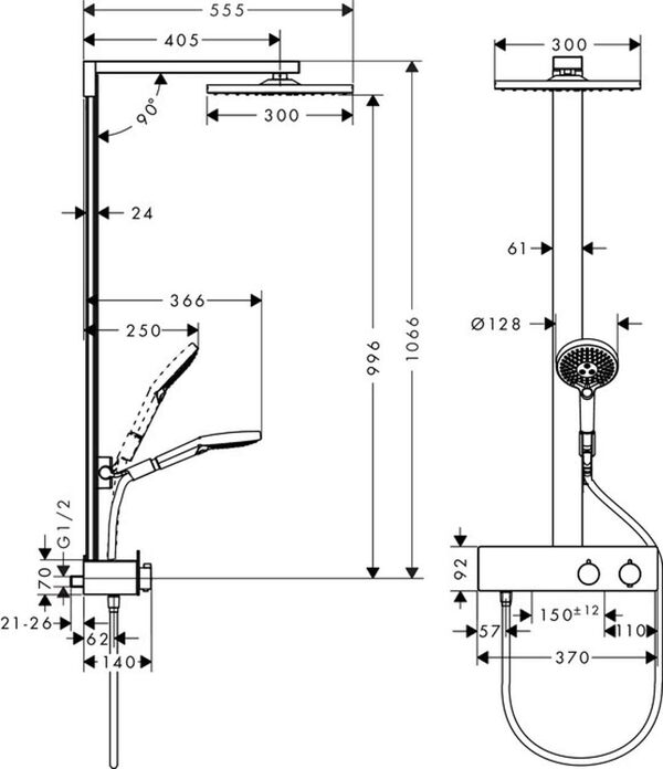 Colonne de douche Raindance E 300 1 jet 350 ST