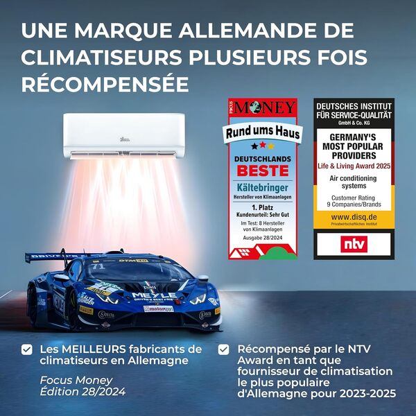 Kältebringer Split Climatiseur - 18000 BTU - 5,3 kW - Avec fonction chauffage, WiFi et App - très silencieux & économe en énergie - Marque de qualité Allemande [Classe énergétique A++]