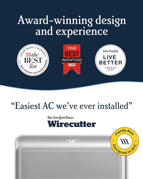 Windmill Climatiseur Smart Home AC Unit – Facile à installer, silencieux et économe en énergie – Isolation latérale – Affichage LED à gradation automatique – Application et voix – 6000 BTU – Conçu aux