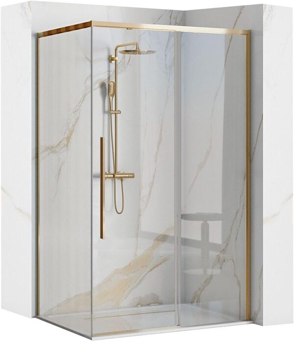 Rea CABINE DE DOUCHE SOLAR GOLD 90X120x195 cm Verre trempรฉ de sรฉcuritรฉ transparent 6mm (dorรฉ) Sans receveur de douche