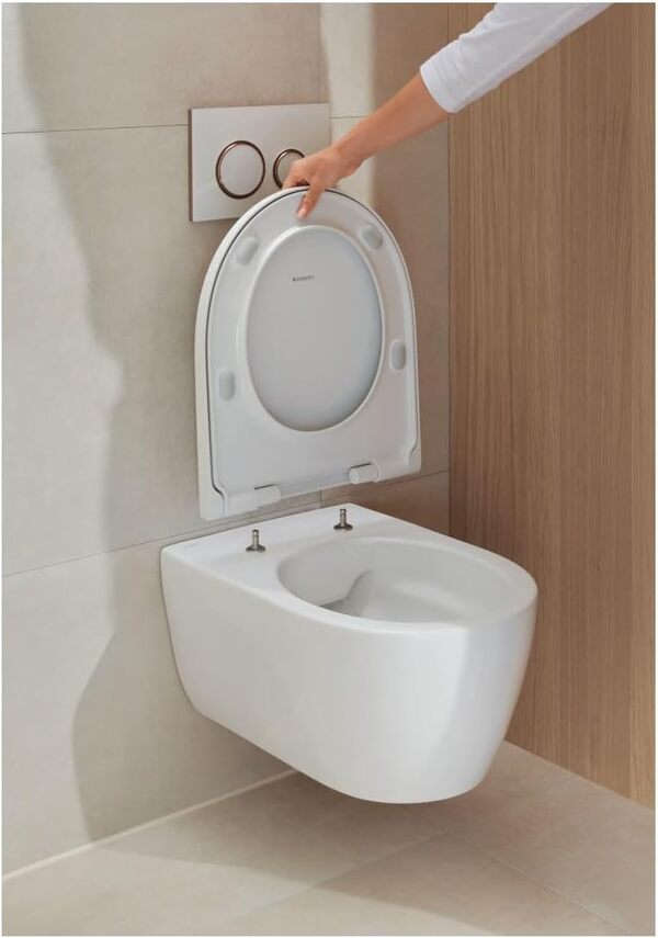Geberit iCon 501664001 Rimfree Kit WC mural avec abattant WC avec abattant WC avec système d'abaissement automatique Blanc 35,5 x 37,5 x 53 cm