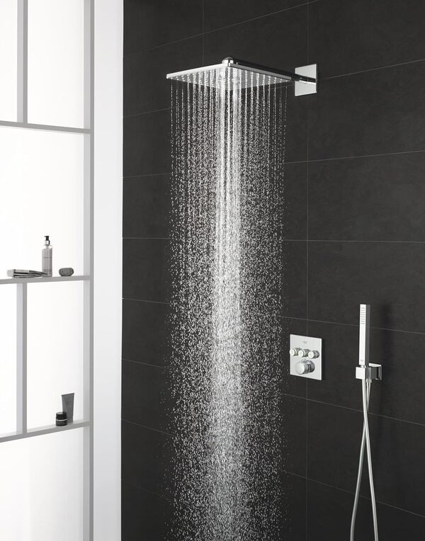 GROHE Set Douche de Tête Bras 2 Jets Rainshower 310 Smartactive Cube 26479000, Chrome, 400 mm