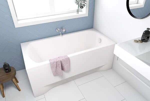 ECOLAM Baignoire rectangle acrylique Classic 120x70/ 130x70/ 140x70/ 150x70/ 160x70/ 170x70 cm + tablier siphon et silicone (130x70)