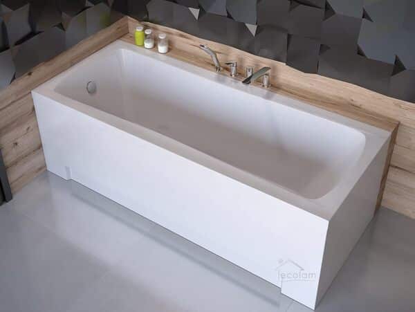 ECOLAM Baignoire rectangle Optima 170x70 cm | tablier en acrylique | pieds siphon + silicone | Baignoire acrylique blanc