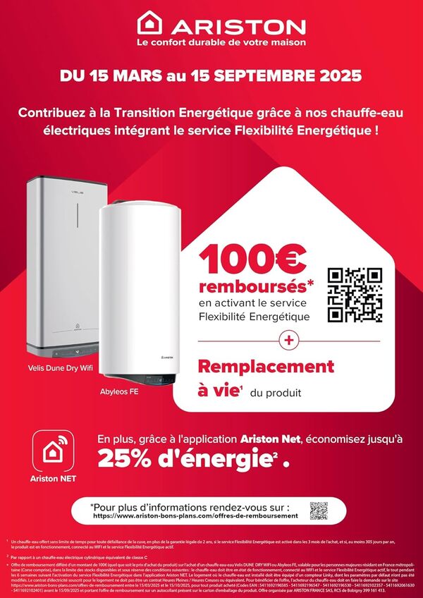 Ariston Velis Evo Dune Dry WiFi 80L – Chauffe-Eau Plat Intelligent – Gain de place Ultra-Plat 27cm – Multiposition – 25% d'Économie d'Énergie – Flexibilité Énergétique – Installation en France [Classe énergétique B]
