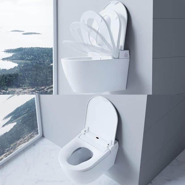 BERNSTEIN - Toilettes WC japonais suspendu lavant Cuvette Blanc + tรฉlรฉcommande, siรจge chauffant, Jet douche & Stรฉrilisateur, sรฉchoir air chaud, filtre anti-odeurs, Abattant LED, 59x42x43cm - 540 PRO