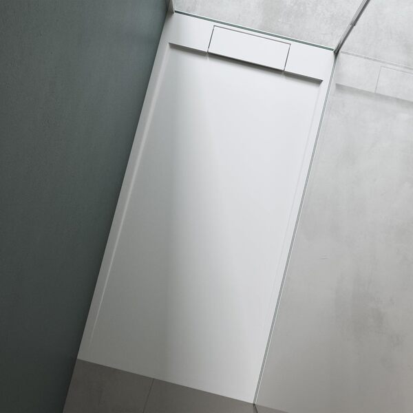 Mai & Mai Receveur de Douche 80x160 bac à Douche Blanc en Résine Marbre Artificielle 80x160x4cm Géo4