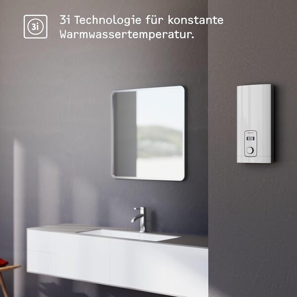 STIEBEL ELTRON Chauffe-eau électronique DHB-E 18/21/24 LCD, sélection de la température au degré, économe en énergie grâce à la technologie 3i, écran LCD, certifié VDE, 236745 [Classe énergétique A]
