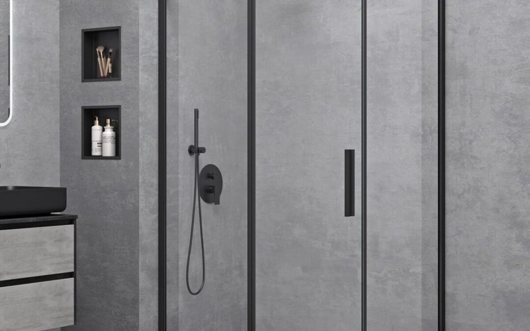 Test de la cabine de douche Doporro Ravenna18K Schwarz : porte coulissante et montage réversible
