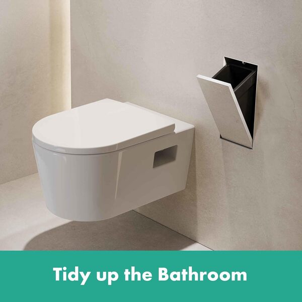 hansgrohe XtraStoris Rock - Poubelle salle de bain encastrée avec porte carrelée, Niche murale 300 x 150 x 140 mm, Poubelle WC, Accessoires salle de bain, Blanc mat, 56063700
