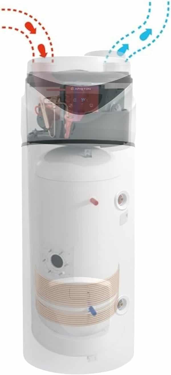 Ariston Nuos Primo, Chauffe-Eau Thermodynamique 200 Litres, Air Ambiant, 65% d’Economies d’Energie [Classe énergétique A] [Classe énergétique A]