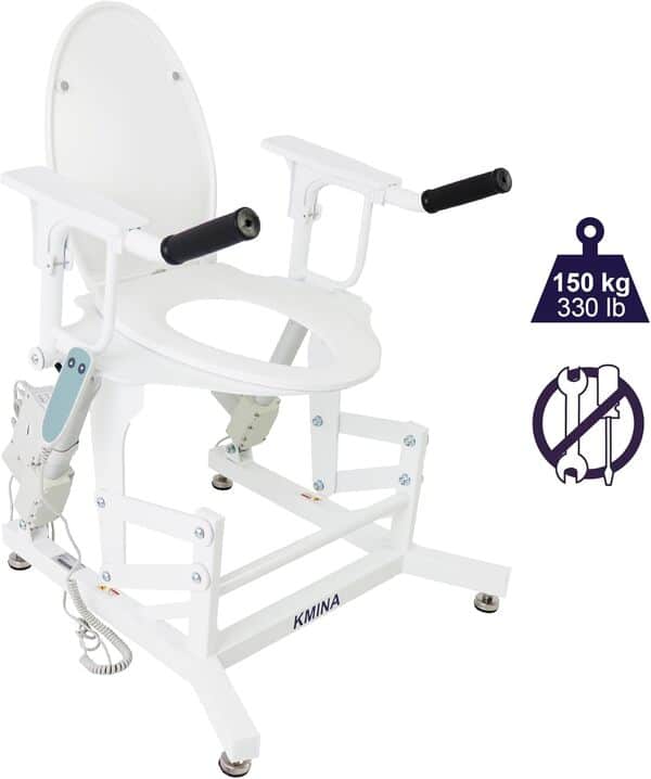 KMINA Rehausseur Toilette Adulte Électrique, WC Surélevé avec Cadre Sécurité et Accoudoirs, Handicapé, Personnes Âgées - KMINA PRO