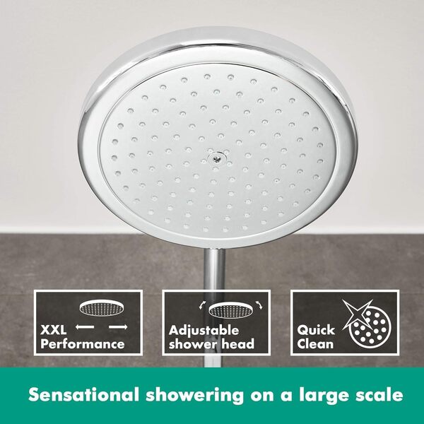 hansgrohe Croma Colonne de douche 220 1 jet EcoSmart 9 l/min avec mitigeur thermostatique, chromรฉ, 27188000