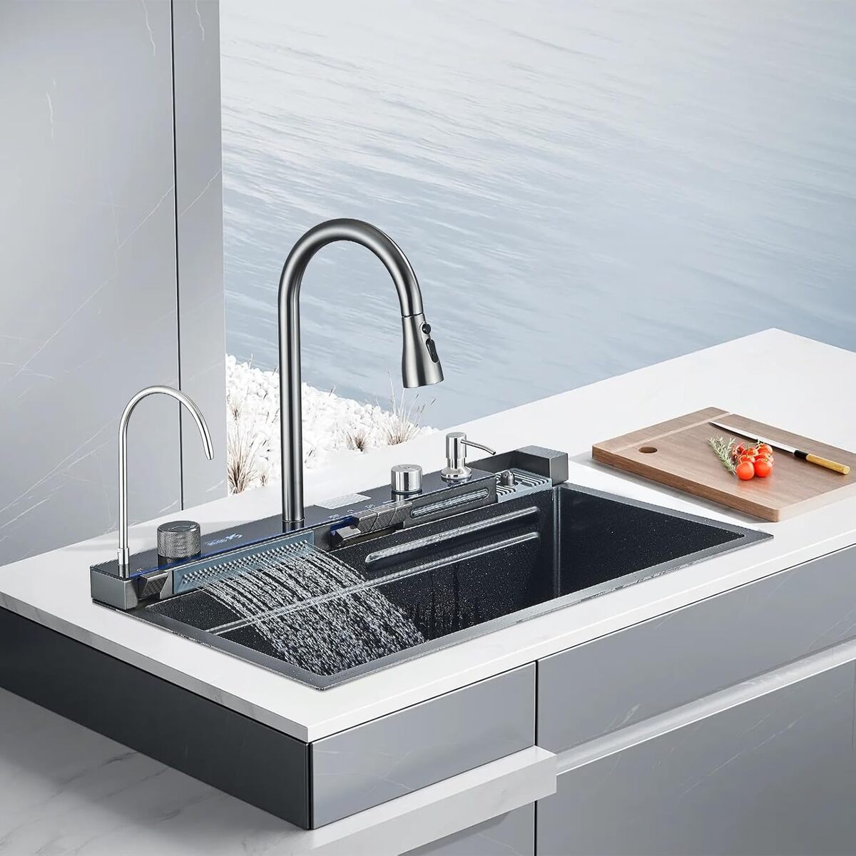 Jun Cascade Test : évier cascade multifonctionnel JUNSOTTOR avec affichage numérique