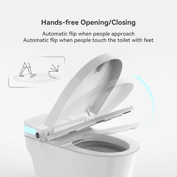 homary Toilettes intelligentes avec bidet intégré, siège de bidet chauffant, chasse automatique et couvercle à fermeture douce, 0,5 l/min, style japonais hygiénique avec écran LED et télécommande