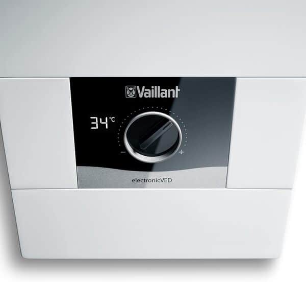 Vaillant VED E 27/8 Chauffe-eau électronique instantané, résistant à la pression, 27 kW, 400 V, température de sortie précise, réglable en continu, affichage numérique, 0010023780, classe énergétique [Classe énergétique A]