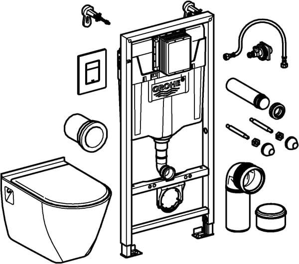 Grohe Solido Perfect Pack Bati Wc Solido Compact (39186000), Céramique, Chrome