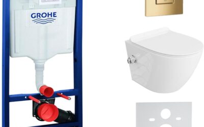 Test du kit complet WC suspendu Salto blanc avec bouton doré
