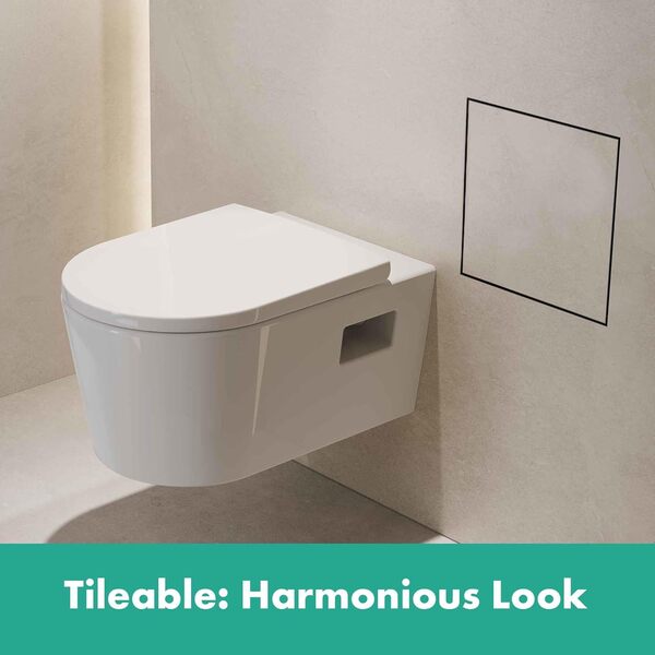 hansgrohe XtraStoris Rock - Poubelle salle de bain encastrée avec porte carrelée, Niche murale 300 x 300 x 100 mm, Poubelle WC, Accessoires salle de bain, Acier inoxydable brossé, 56089800