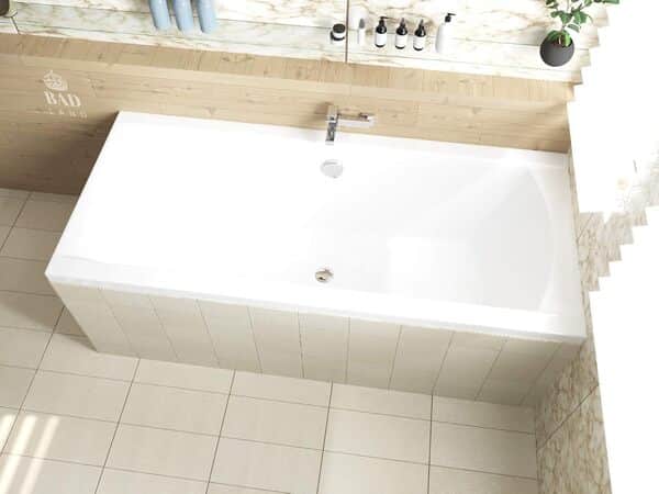 Baignoire originale BADLAND - En acrylique - Blanc - Rectangulaire - 190 x 90 cm - Kit complet avec pieds et bonde d'évacuation automatique chromée exclusive - Fabriqué en UE - 3 en 1