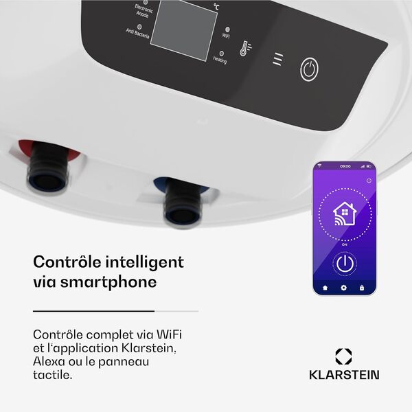 KLARSTEIN Chauffe Eau Instantané Electrique 30 litres, Chauffe-Eau Électrique sous Evier pour Cuisine et Douche, 1500W Chauffe Eau Electrique Mural, Chauffe Eau Caravane Electriques, sans Réservoir