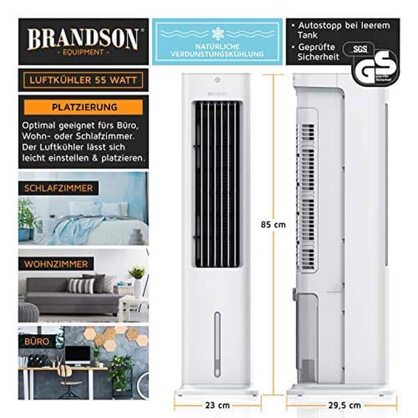 Découvrez le refroidisseur d'air mobile de Brandson : silencieux, efficace et idéal pour un confort optimal chez vous.