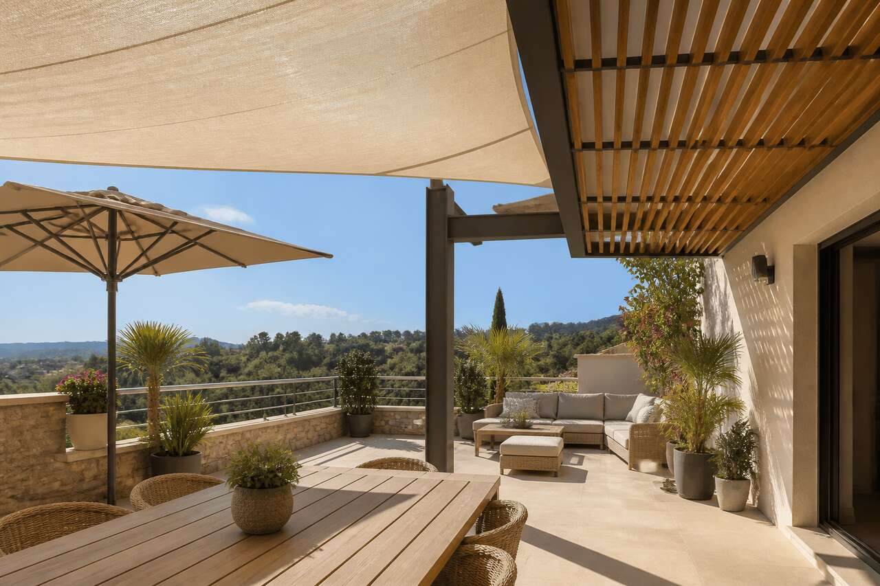 Parasol, voile d'ombrage ou pergola : comment protéger sa terrasse du soleil ?