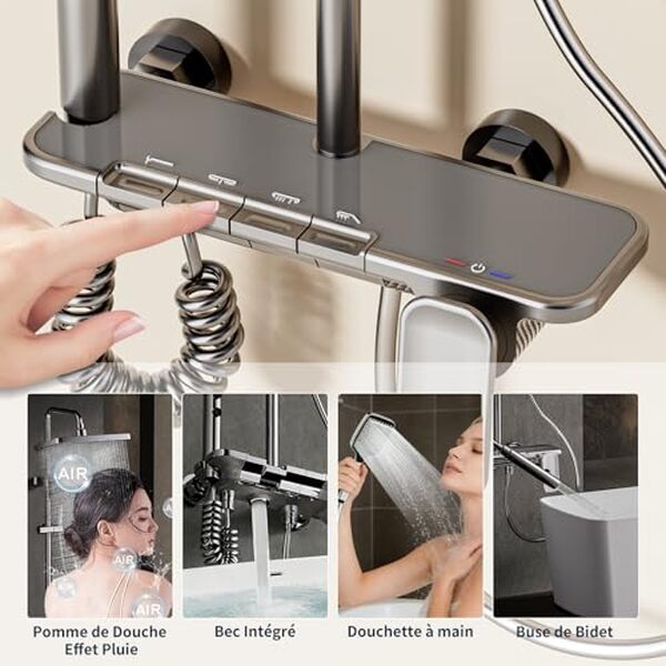 DĂ©couvrez notre test complet de la colonne de douche YJYAJIE avec mitigeur thermostatique et tĂȘte de douche XXL. Design moderne, performances et avis dĂ©taillĂ© pour votre salle de bain.