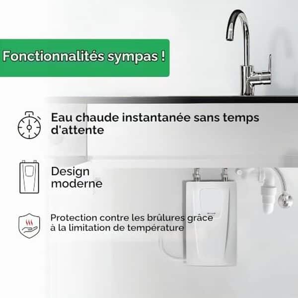 Découvrez le chauffe-eau Clage CDX11-U 11 kW : un système instantané compact et efficace, idéal pour équiper votre cuisine avec eau chaude immédiate et économies d'énergie. 