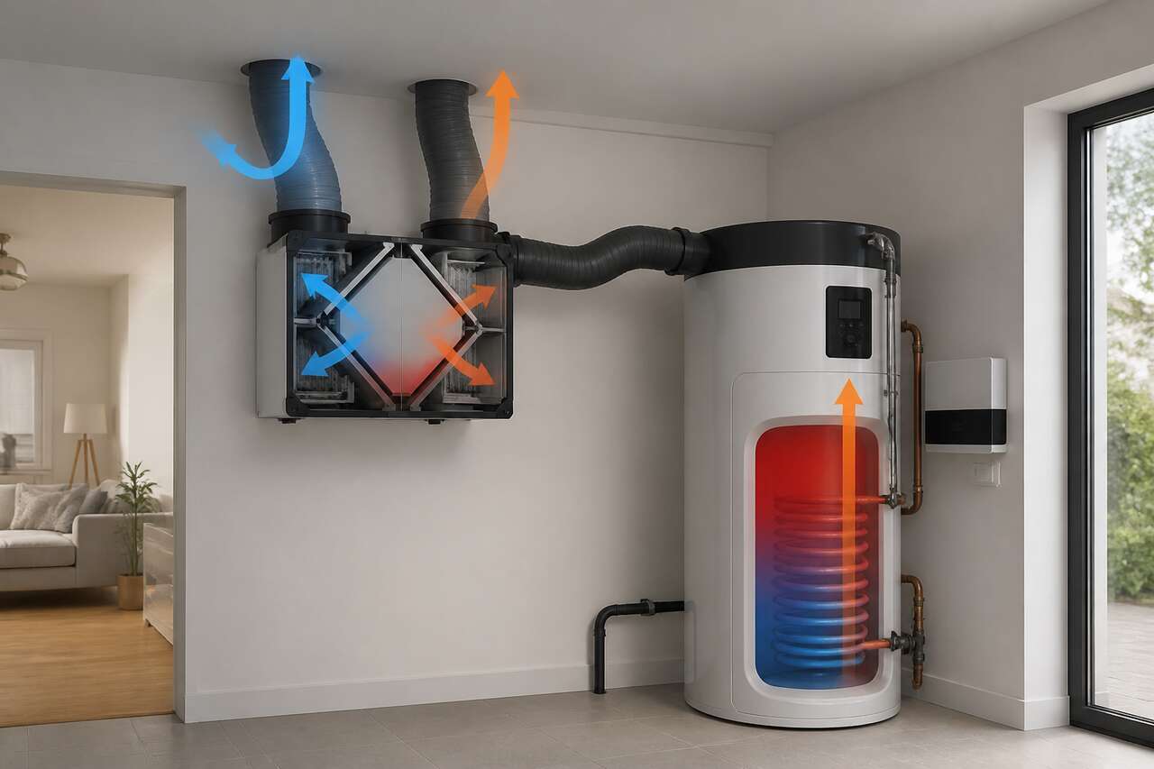 Le fonctionnement pas &agrave; pas avec la vmc : trajet de l&rsquo;air, r&eacute;cup&eacute;ration de chaleur, production d&rsquo;eau chaude
