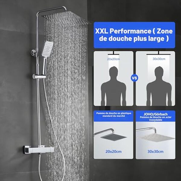 Découvrez notre test détaillé de la colonne de douche inox JOHO avec robinetterie thermostatique : performances, design et qualité analysés pour vous.