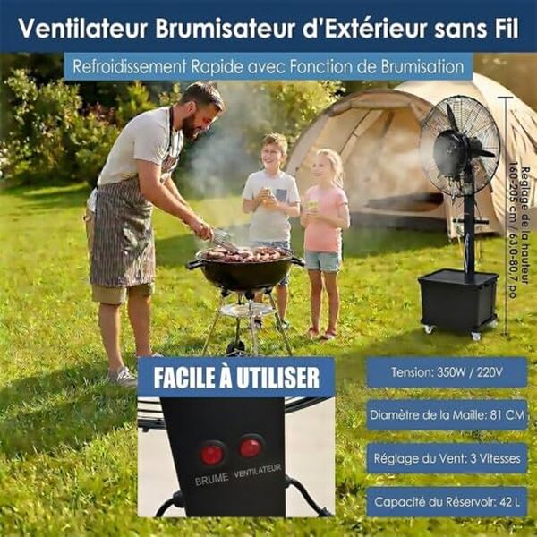 Découvrez notre test complet du ventilateur brumisateur industriel 42L haute vitesse : performances, avantages et avis pour le refroidissement professionnel.