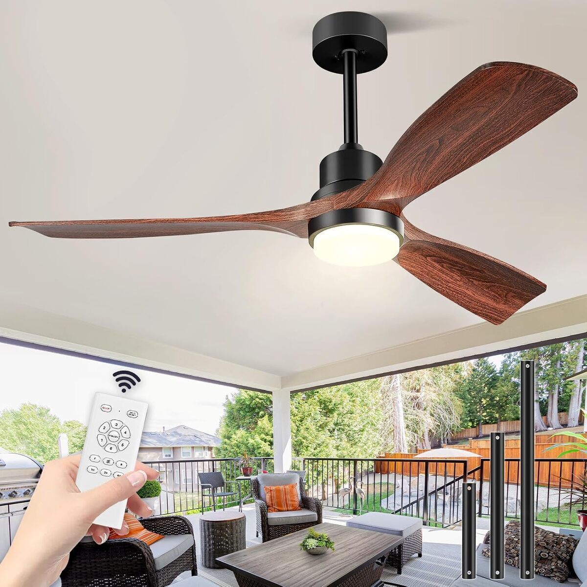 Test du ventilateur plafond 132cm bois avec lumière et télécommande