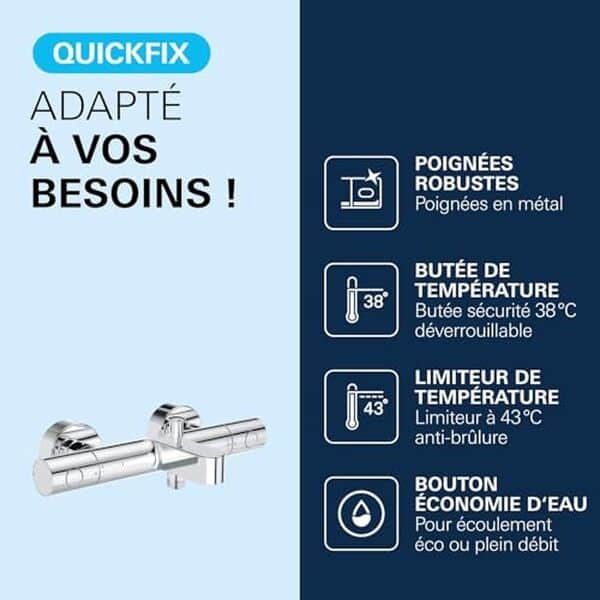 Découvrez notre test complet du mitigeur thermostatique Grohe Precision Get : performance, design chromé et caractéristiques techniques pour une salle de bain moderne. 