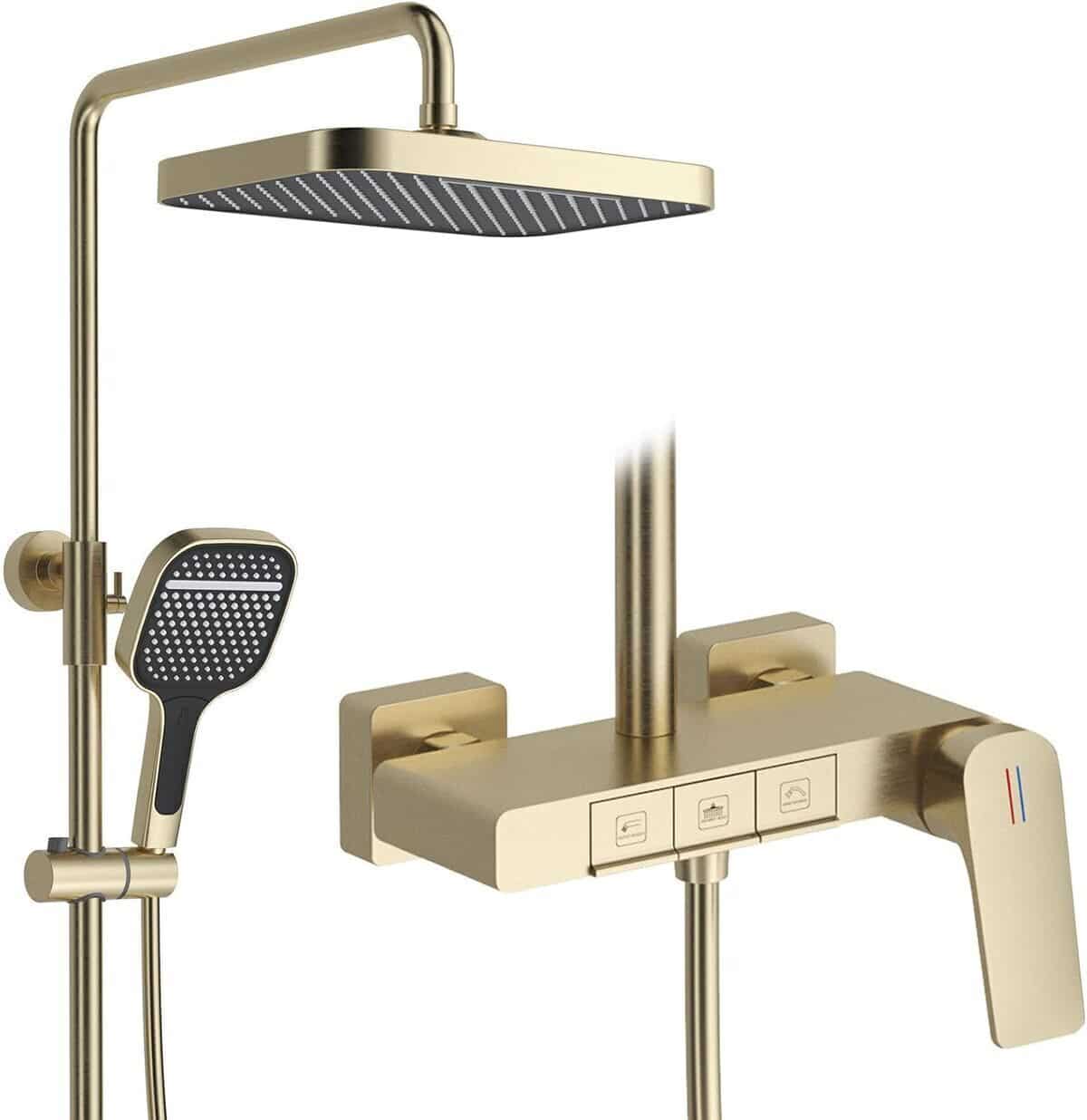 Test : colonne de douche BSS0338 dorée brossée et moderne